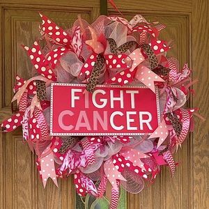 Fight Cancer breast cancer awareness wreath